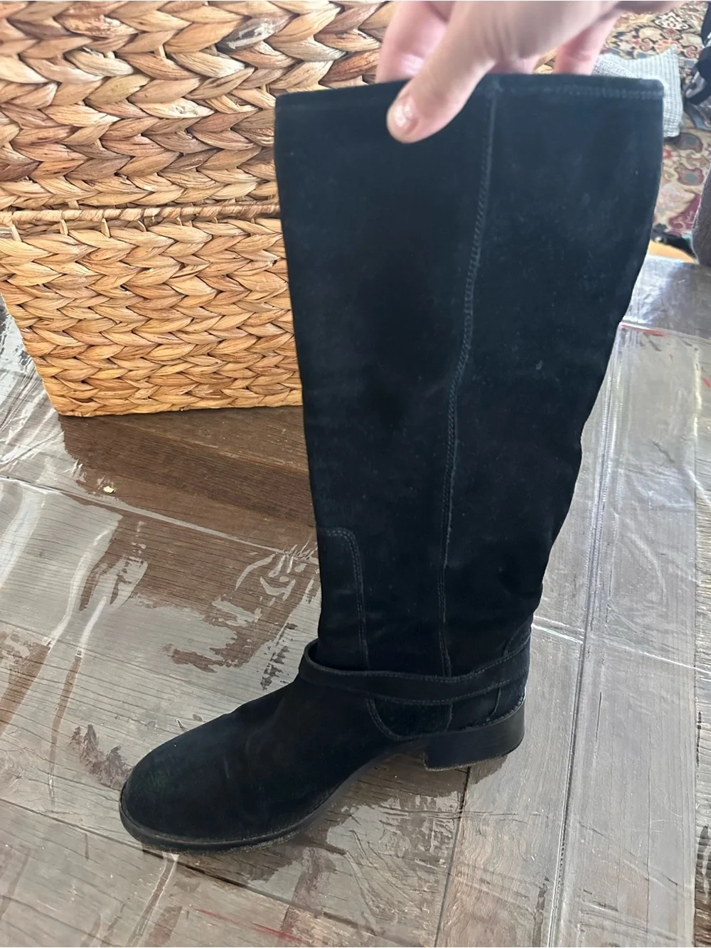 Vero Cuoio Black Suede Over-the-Knee Buckle Boots